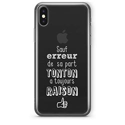 Zokko Beschermhoes voor iPhone XS Max behalve fouten, Tonton a Altijd Raison, zacht, transparant, witte inkt.