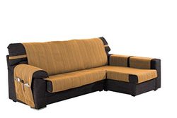 Martina Home Sofa Chaise Longue modelo Ribera - tecido - braço direito - cor dourada - medida 280 cm.