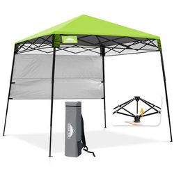 EAGLE PEAK 8x8 pop-up luifeltent met zijwand, compacte, draagbare schuine benen, instant zonnescherm voor strand, sport en camping, 8x8 basis 6x6 top, groen