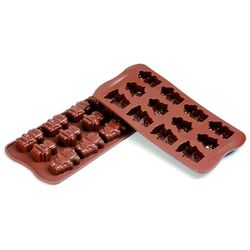 silikomart | SCG18 Moule en Silicone pour chocolats ROBOCHOC, antiadhésif, 12 chocolats, 3 formes, paquet de 1 Moule pour sucreries, Easy Choc, 39.5 x 26.7 mm - 37.7 x 27.6 mm - 33.6 x 29.7 mm, h 16 mm, Made in Italy