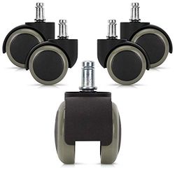 kwmobile 5x bureaustoelwieltjes - Zwenkwielen voor meubels - Set van 5 - Diameter 10/50 mm - Vervangende kunststof wieltjes - 360° draaibaar - Grijs