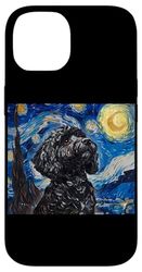 Cute Illustration Painting Starry Night Black Cockapoo Lover Custodia per iPhone 14