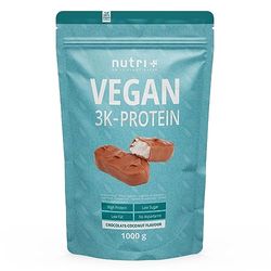 Nutri + Vegan Coco & Chocolate Protein Powder 1kg - 3k Batido de Proteínas de Origen Vegetal - sin Lactosa 1000g Proteínas en Polvo