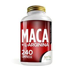 Maca + L-Arginina 240 Compresse confezione singola - 1 Compressa al giorno - Estratto di radice di Maca Peruvniana per Tono e Vigore Fisico - Maca Root Forte più Arginina