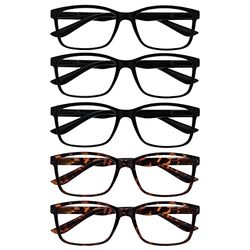 La Compañía Gafas De Lectura Hombres Grande Negro Marrón Lectores Valor Pack 5 Estilo Diseñador Bisagras Resorte RRRRR83-11122 +2,50