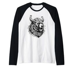 Oso Vikingo Guerrero Odin Berserker Oso Nórdico Guerrero Camiseta Manga Raglan