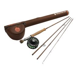 Redington Kit de pêche à la Mouche Tout en Eau, Canne côtière de 2,7 m, Moulinet en eaux croisées, Ligne de Mouche, Bas de Ligne et étui de Transport