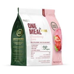 NUPO One Meal +Prime Vegan – Fragola I Gustosi frullati sostitutivi del pasto per una dieta equilibrata I Alto contenuto di proteine I Senza zuccheri aggiunti I 24 Vitamine e minerali I 360g