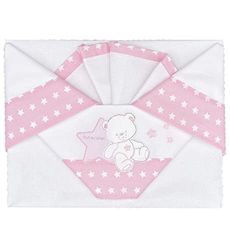 Andy & Helen Beddengoedset voor kinderbed/kinderwagen, geborduurd, met elastiek en kussensloop, roze