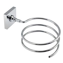 GEDY Manilla Sèche-cheveux chromé, dimensions 8,9 x 10,4 x 13,5 cm et poids 0,1 kg, porte-sèche-cheveux fabriqué en acier inoxydable 304, chrome et verre satiné, 15 ans de garantie, design R&S, Unique
