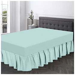 GC GAVENO CAVAILIA Polycotton Frilled Sheet Single Size, Corner Elasticated Skirts, Breathable Plain Bed wrap, Polyester-Cotton, Aqua, King Base Valance