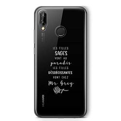 Zokko fodral Huawei P20 Lite "The girls vise Mr. Grey - mjukt genomskinligt bläck vitt