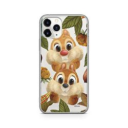 ERT GROUP mobiltelefonfodral för Apple Iphone 11 PRO MAX originalt och officiellt licensierat Disney mönster Chip & Dale 002 Vit anpassad till formen på mobiltelefonen, gedeeltelijk transparant
