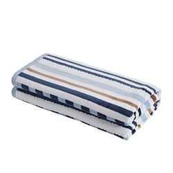 Superior de Punto de Rayas Textura Toalla de Playa, Morning Blue, Pair 34" x 64"