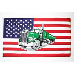 AZ FLAG - Drapeau USA avec Camion - 150x90 cm - Drapeau Américain - Etats-Unis 100% Polyester Avec Oeillets Métalliques Intégrés - Pavillon 110 g