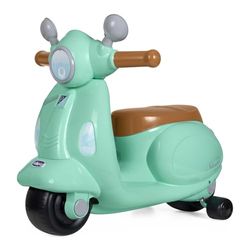 Chicco Moto Porteur pour Enfants, Trotteur Vespa Primavera Italie, Jouet avec Panneau Electronique, Lumières et Sons, Stabilisateurs avec Roues amovibles, Max 25 kg - Jouet Enfant de 1 à 3 Ans, Azur