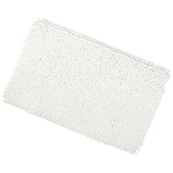 White Shaggy Microfibre Bathroom Shower Bath Mat Rug Non-Slip Backing 50x80cm