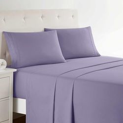 Clara Clark, Premier-1800-Collection, Deluxe microvezel, 3-lijns dekbedovertrek, zilver/lichtgrijs, Queen, Lavendel, Kingsize