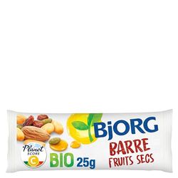 BJORG Barre Énergétique Fruits Secs et Miel Bio – Sans Gluten et Source de Fibres – Encas Sain pour le Sport : Vélo, Fitness, Trail, Running – 30 barres individuelles de 25 g