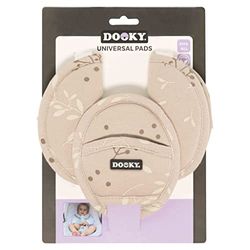 Originele Dooky universele pads Romantic Bladeren Beige gordelbeschermers & gordelkussen geschikt voor leeftijdsgroep 0+ en 3 & 5 punts riemen voor babyzitje, kinderwagen, buggy & autostoel, beige