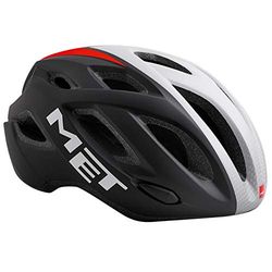 MET Blanco/Negr/Rojo M 52-59, Casco Idolo Opaco (52/59) Unisex-Adulto, Bianco/Nero/Rosso