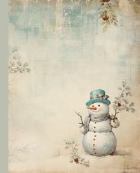 Vintage Snowman Composition Notebook Wide Ruled: Christmas Journal Notebook , for Kids, Teens, Adults, Vintage Holiday Gift |7.5 X 9.25 | 100 Wide Ruled Pages