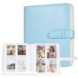 Carehabi Album photo avec 256 poches,Pochette Cart, ranger Carte (bleu)