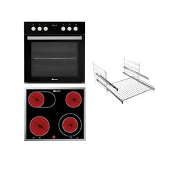 Bauknecht HEKO 566 PYRO BLACK/fornello da incasso con display e pirolisi (65 l)/fornello ad aria calda/sistema di pulizia pirolisi/+ piano cottura in vetroceramica (60 cm)/telaio piatto in acciaio