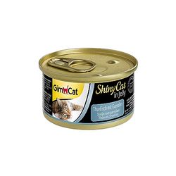 GimCat ShinyCat Tonno con gamberetti in gelatina, Alimento umido per gatti con pesce e taurina, 48 scatolette, 48 x 70 g