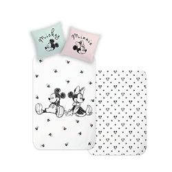 Disney Parure de lit réversible Home Mickey & Minnie - 1 Housse de Couette 135 x 200 cm - 1 taie d'oreiller 80 x 80 cm - 100% Coton renforcé Super Doux - Parure de lit 2 pièces - Douce et agréable