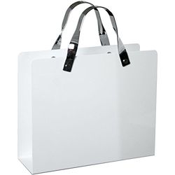 DRW Porte-revues en Acier Blanc et poignées chromées 30 x 10 x 25,5