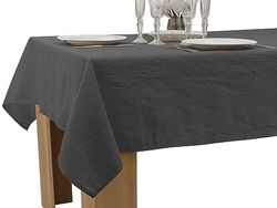 Le linge de Jules Nappe Anti-Taches Froissée Gris Anthracite - 150 x 300 cm