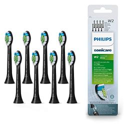 Philips Sonicare Lot de 8 têtes de brosses à dents électriques soniques W2 Optimal White pour des dents plus blanches, Noir (Modèle HX6068/13)