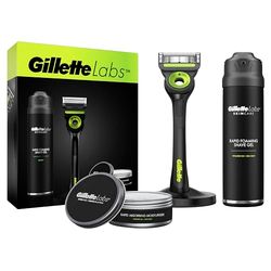 Gillette Labs Pack Regalo Con Maquinilla De Afeitar Negro Y Neón + Gel De Afeitar 198 ml + Crema Hidratante 100 ml