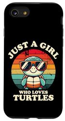 Just A Girl Who Loves Turtles Fun Retro Turtle con occhiali da sole Custodia per iPhone SE (2020) / 7 / 8