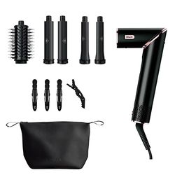 Shark FlexStyle 3-in-1 Air Styler & Hair Dryer with 32mm & 24mm Auto-Wrap Curlers, Round Brush, Storage Case and Alligator Clips, No Heat Damage, Black/Rose Gold HD421UK