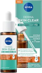 NIVEA Derma Skin Clear Rebalance & Clear Siero per la cura del viso per una pelle visibilmente migliorata, siero ialuronico idratante con niacinamide (30 ml)