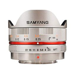 Samyang 7,5 mm f/3,5 UMC Fisheye, lente olho de peixe para micro quatro terços, cinzento