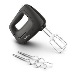 Moulinex PREP MIX Sbattitore Elettrico, Mixer 450W, 5 Velocità, Impostazione Turbo, 2 Fruste, 2 Ganci Impastatori, Acciaio Inox, Ergonomico, Accessori Lavabili in Lavastoviglie, HM450HF0