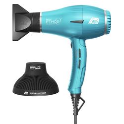 Parlux Ethos® Pack con diffusore Magic Sense, Asciugacapelli Digitale Professionale con Ioni negativi, 9 combinazioni di Velocità e Temperatura, Cavo girevole brevettato, Potente e Leggero, Azzurro