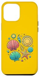 Custodia per iPhone 15 Plus Avventura colorata sulla vita marina Seashell Starfish Sun Beach