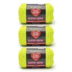 Red Heart Super Glow Aurora Yellow Yarn - 3 Pack of 1.8oz/50g - 100% Polyester - 4 Worsted (Medium) - 50 Yards - Knitting/Crochet