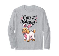 Simpatico coniglietto Doodle Dog divertente cucciolo pasquale amante degli animali Maglia a Manica