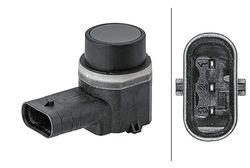 HELLA 6PX 358 141-771 Sensor, parking distance control - 3-pin connector - Plugged - Over-paintable - with fastening ring
