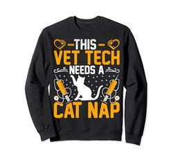 This Vet Tech Needs a Cat Nap - Funny Vet Tech Veterinarian Felpa