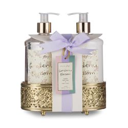 Selezione Varzi Set Saponi con Porta Saponi Elegante Oro - FANCY CADDY TRI-COASTAL - Idratante, Nutriente, Profumato - Idea Regalo, Confezione Regalo