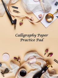 Calligraphy Paper Practice Pad: Handwriting for Beginners Cream with Scattered Items