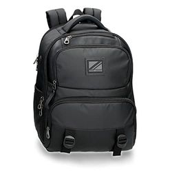 Pepe Jeans Straps Backpack for Laptop Double Compartment Adaptable 15.6" Black 33x40x17 cms Polyester with Synthetic Leather details 22.44L