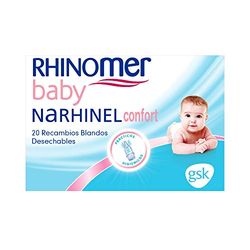 Rhinomer Baby Peças de reposição macias descartáveis de aspirador nasal para um melhor ajuste no nariz do bebé, com filtro absorvente, 20 unidades
