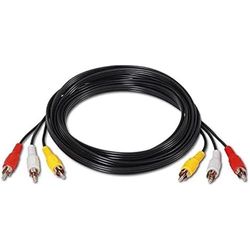 Audio-videokabel, met 3 x RCA-stekker naar 3 x RCA-stekker, lengte 1,8 m, ideaal voor hoogwaardige audio- en video-overdracht